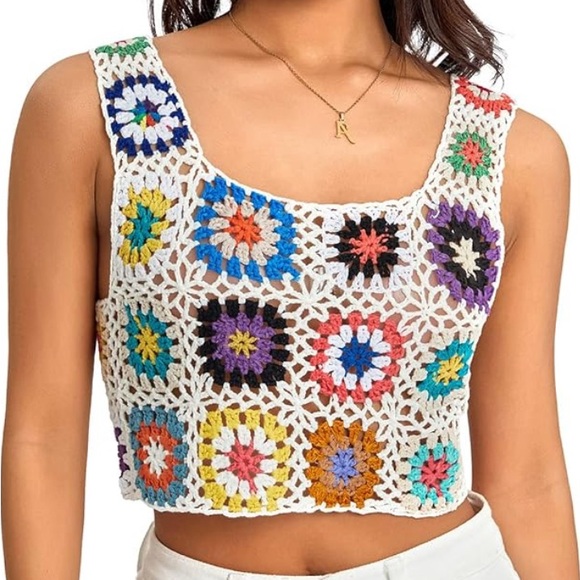 Crochet Halter Granny Square
Cropped Sweater Tank Top
Multicolor M/L - Picture 1 of 4